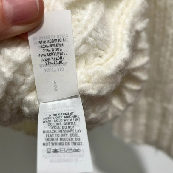 Aerie Street Cream Wool Blend Oversized Chunky Knit Sweater Hoodie S NWOT - Picture 9 of 10